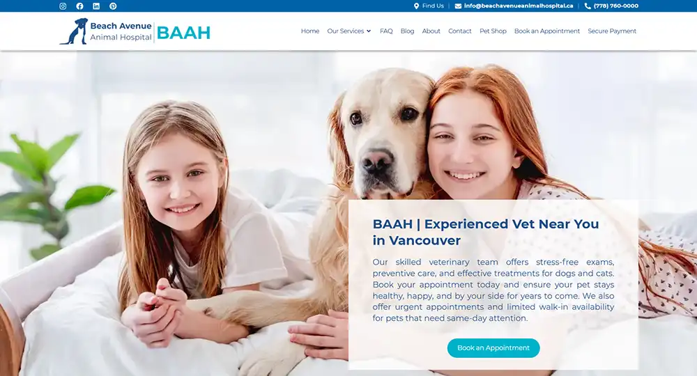 Website Design & Development Toronto, Canada | Lines & Beyond 16 Beach Avenue Animal Hospital & Vet Clinic cover image | Best Website Design in Vancouver Canada