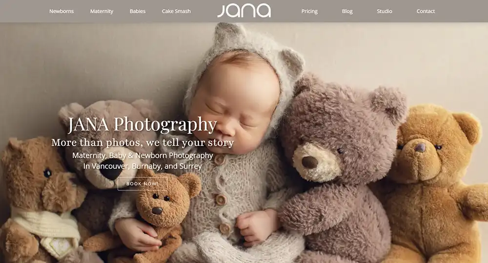 Website Design & Development Toronto, Canada | Lines & Beyond 13 Jana Photography, baby & new born website design cover image | Best Website Design in Vancouver